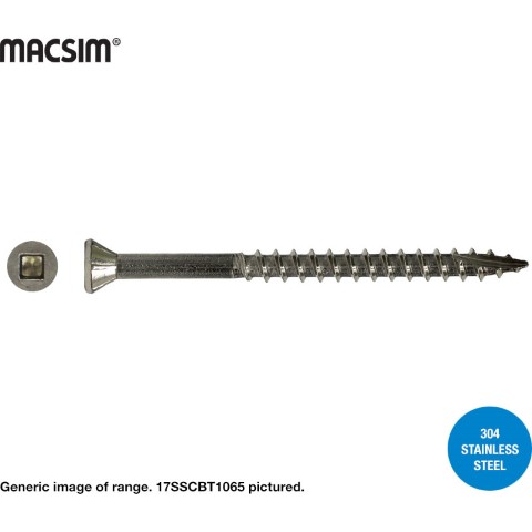 SCREW T17 TRIM HD SQ DRV S/STEEL 304 8 X 65 MM 